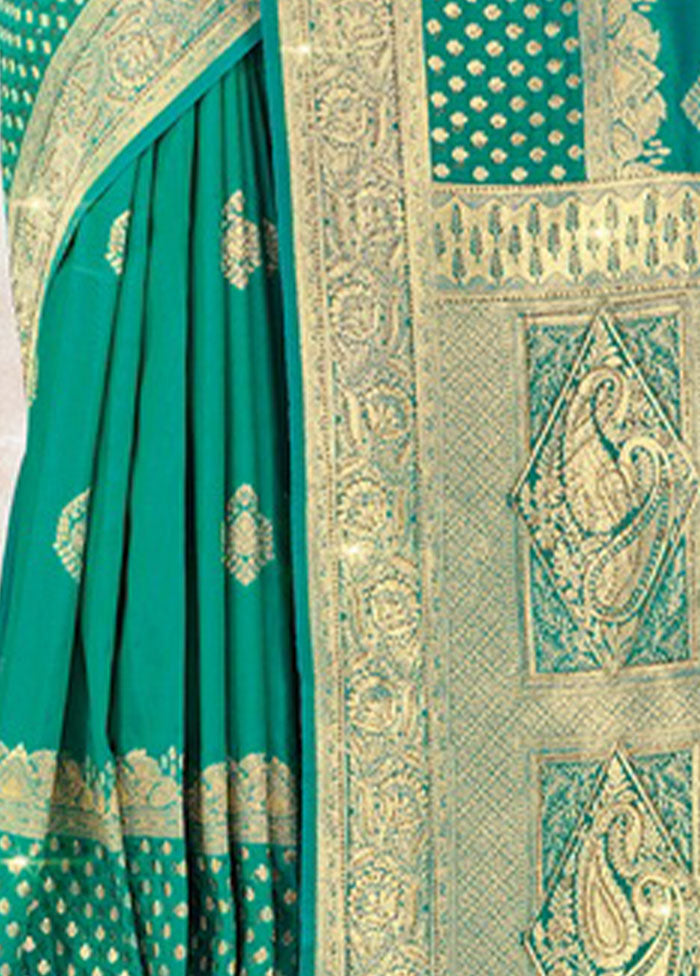 Sea Green Spun Silk Saree With Blouse Piece