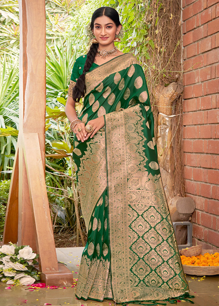 Green Dupion Silk Saree With Blouse Piece - Indian Silk House Agencies