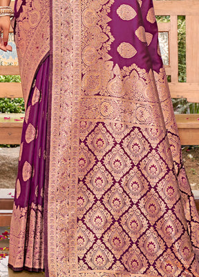 Purple Dupion Silk Saree With Blouse Piece - Indian Silk House Agencies