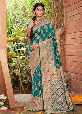 Sea Green Dupion Silk Saree With Blouse Piece - Indian Silk House Agencies