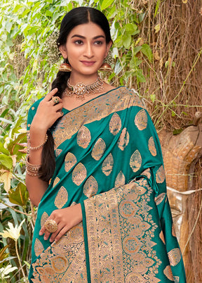 Sea Green Dupion Silk Saree With Blouse Piece - Indian Silk House Agencies