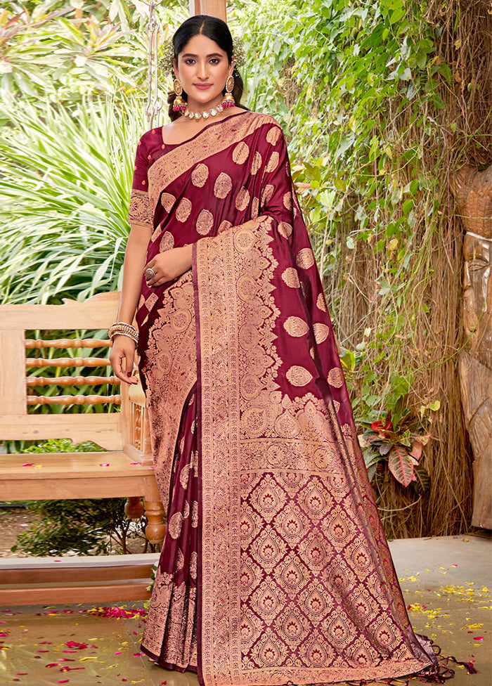 Magenta Dupion Silk Saree With Blouse Piece - Indian Silk House Agencies