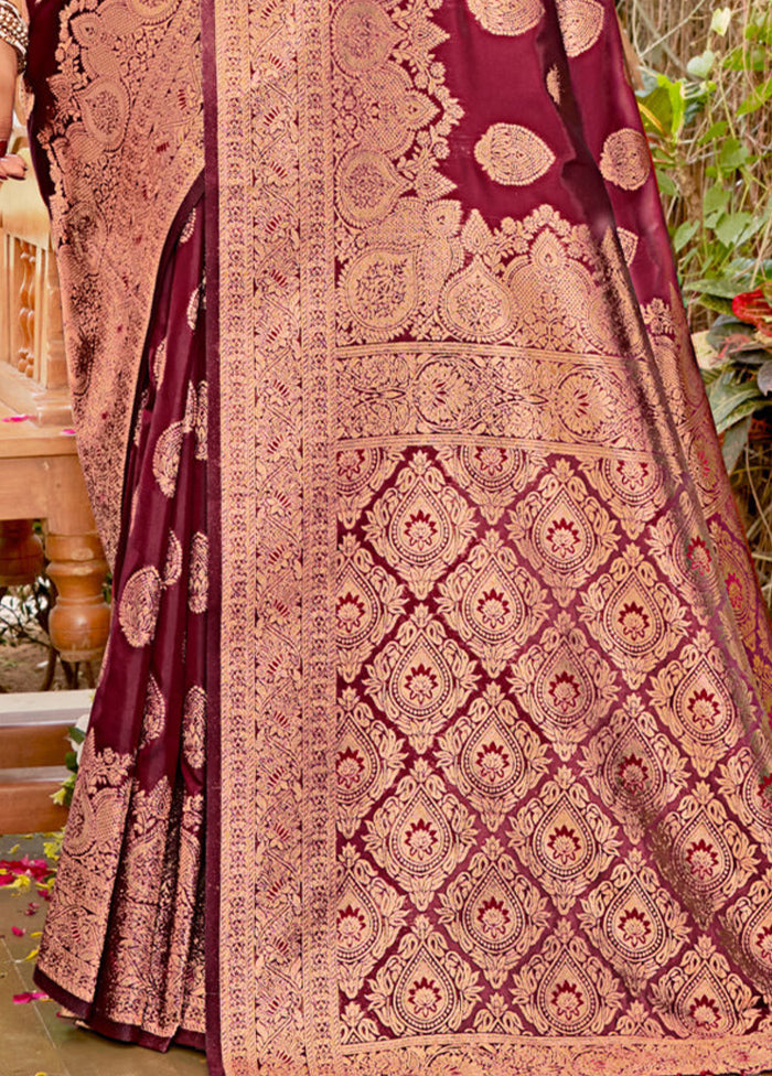 Magenta Dupion Silk Saree With Blouse Piece - Indian Silk House Agencies