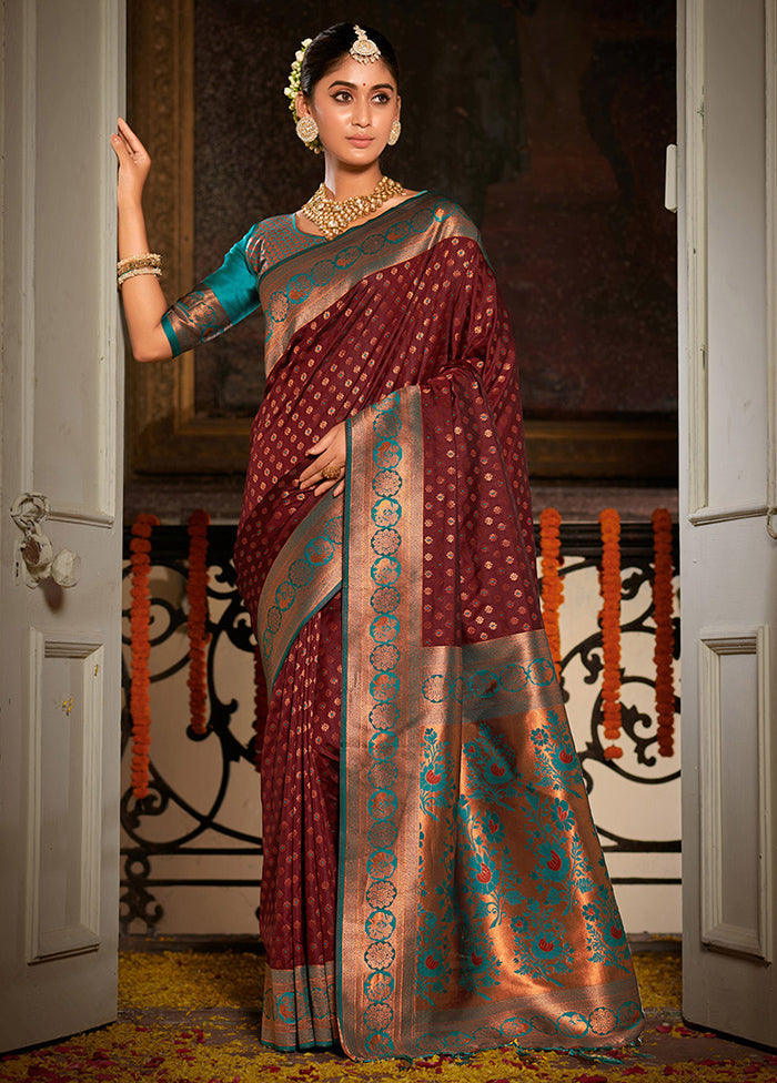 Brown Spun Silk Saree With Blouse Piece - Indian Silk House Agencies