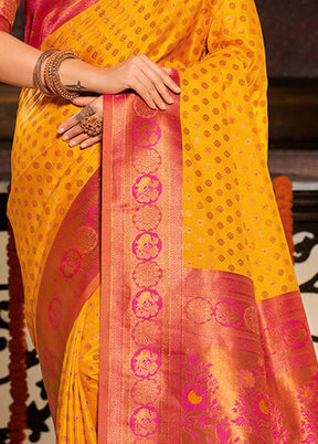 Yellow Spun Silk Saree With Blouse Piece - Indian Silk House Agencies