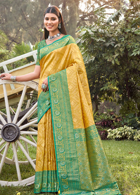 Yellow Dupion Silk Saree With Blouse Piece - Indian Silk House Agencies