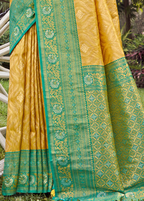 Yellow Dupion Silk Saree With Blouse Piece - Indian Silk House Agencies