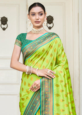 Light Green Dupion Silk Saree With Blouse Piece - Indian Silk House Agencies