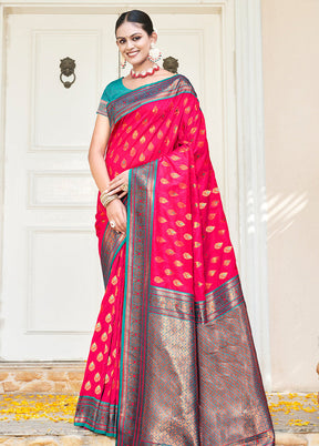 Pink Dupion Silk Saree With Blouse Piece - Indian Silk House Agencies