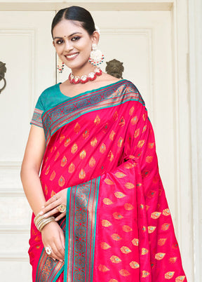 Pink Dupion Silk Saree With Blouse Piece - Indian Silk House Agencies