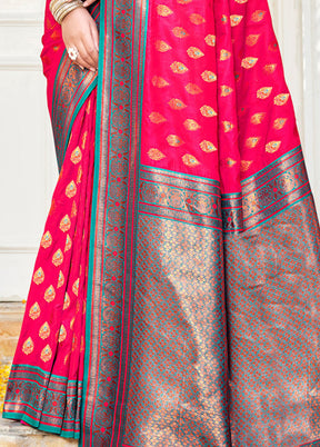 Pink Dupion Silk Saree With Blouse Piece - Indian Silk House Agencies