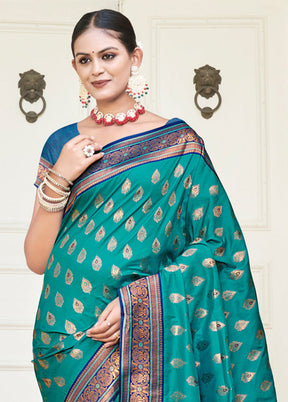 Sea Green Dupion Silk Saree With Blouse Piece - Indian Silk House Agencies