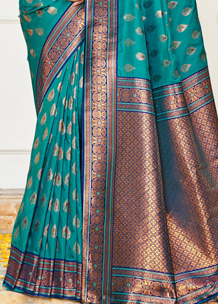 Sea Green Dupion Silk Saree With Blouse Piece - Indian Silk House Agencies