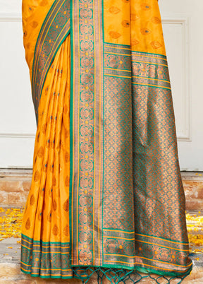 Yellow Dupion Silk Saree With Blouse Piece - Indian Silk House Agencies