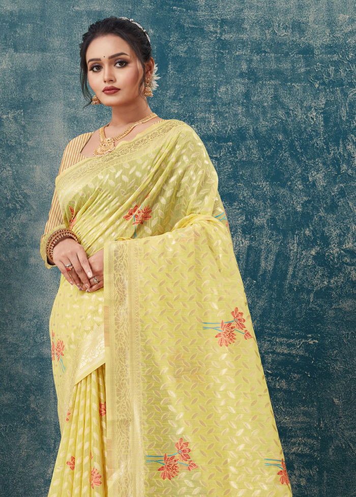 Yellow Kota Cotton Saree With Blouse Piece - Indian Silk House Agencies