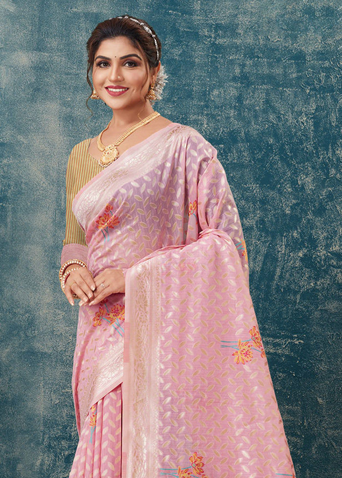 Pink Kota Cotton Saree With Blouse Piece - Indian Silk House Agencies