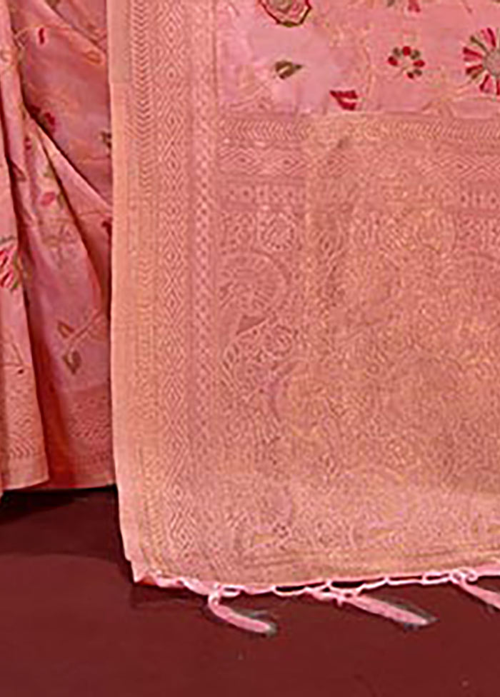 Pink Spun Silk Saree With Blouse Piece - Indian Silk House Agencies