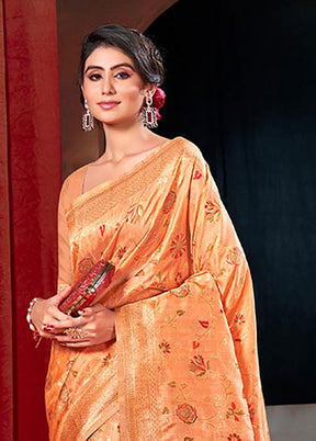 Orange Spun Silk Saree With Blouse Piece - Indian Silk House Agencies