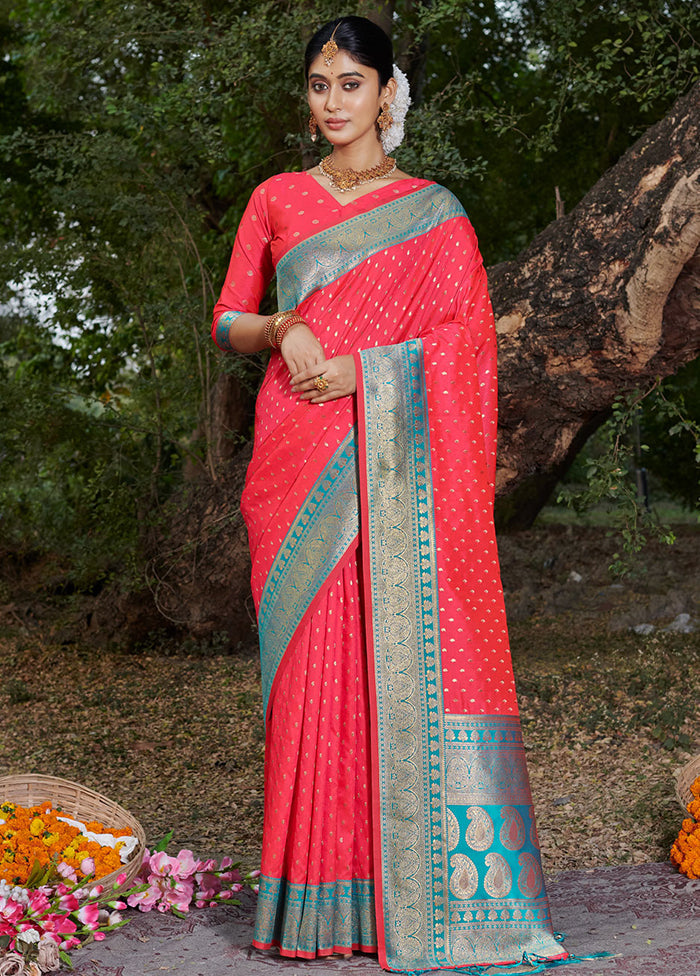 Pink Dupion Silk Saree With Blouse Piece