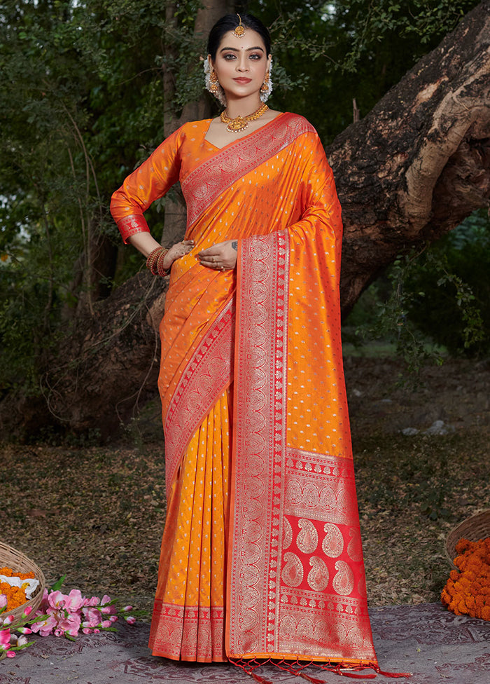 Mustard Dupion Silk Saree With Blouse Piece