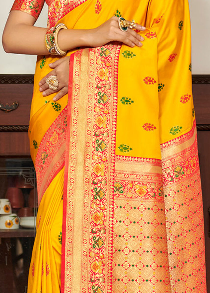 Yellow Spun Silk Saree With Blouse Piece - Indian Silk House Agencies