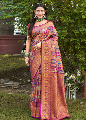 Purple Dupion Silk Saree With Blouse Piece - Indian Silk House Agencies