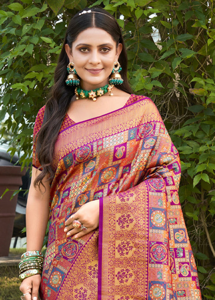 Purple Dupion Silk Saree With Blouse Piece - Indian Silk House Agencies