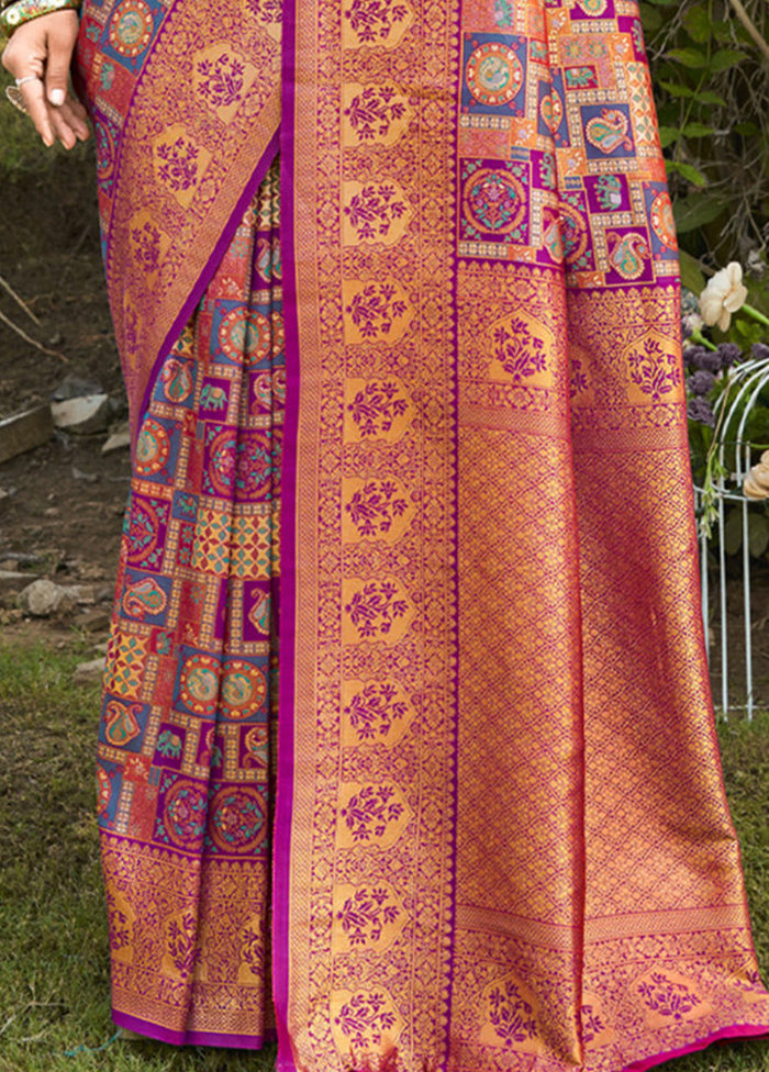 Purple Dupion Silk Saree With Blouse Piece - Indian Silk House Agencies