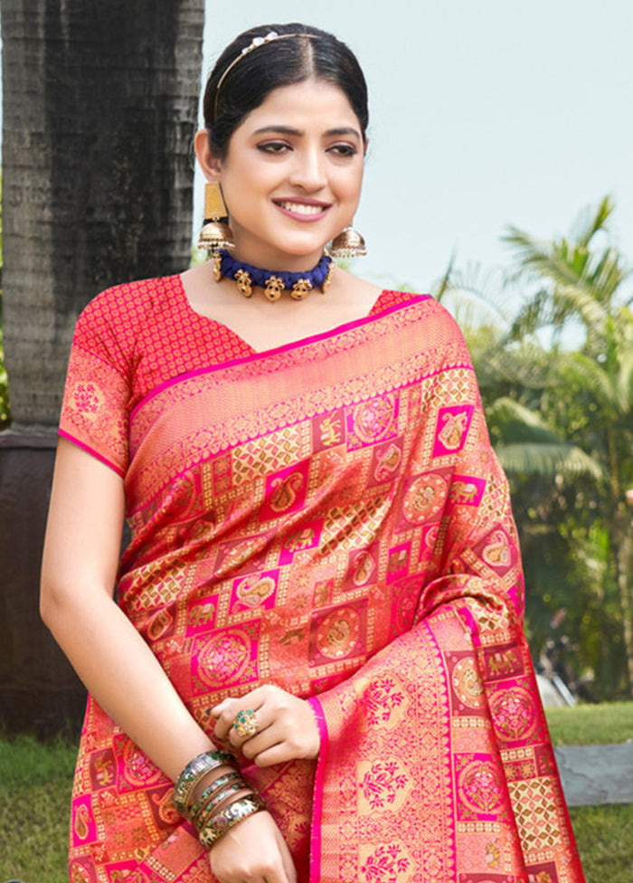 Magenta Dupion Silk Saree With Blouse Piece - Indian Silk House Agencies