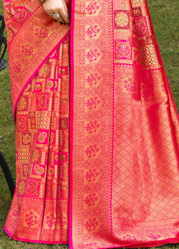 Magenta Dupion Silk Saree With Blouse Piece - Indian Silk House Agencies