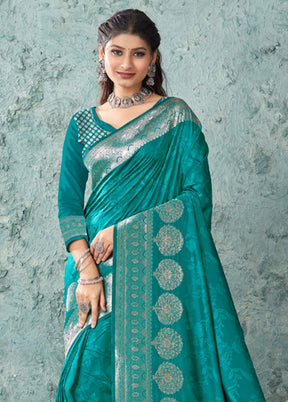 Sea Green Spun Silk Saree With Blouse Piece