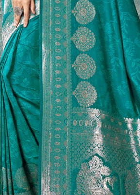 Sea Green Spun Silk Saree With Blouse Piece