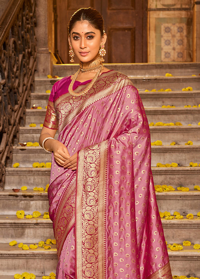 Light Pink Spun Silk Saree With Blouse Piece - Indian Silk House Agencies