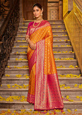 Mustard Spun Silk Saree With Blouse Piece - Indian Silk House Agencies