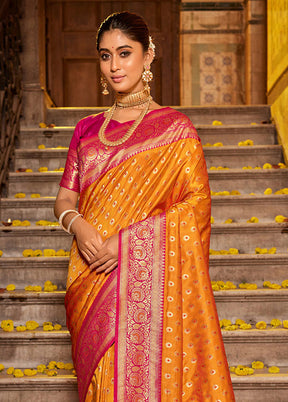 Mustard Spun Silk Saree With Blouse Piece - Indian Silk House Agencies