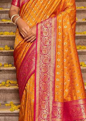 Mustard Spun Silk Saree With Blouse Piece - Indian Silk House Agencies