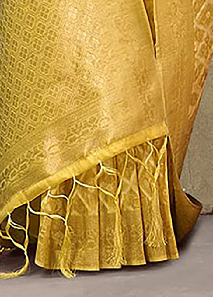 Yellow Cotton Saree With Blouse Piece - Indian Silk House Agencies