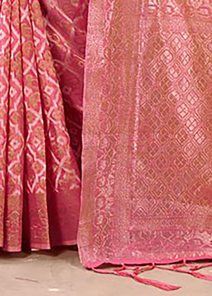 Light Pink Cotton Saree With Blouse Piece - Indian Silk House Agencies