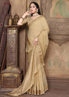 Beige Silk Saree With Blouse Piece