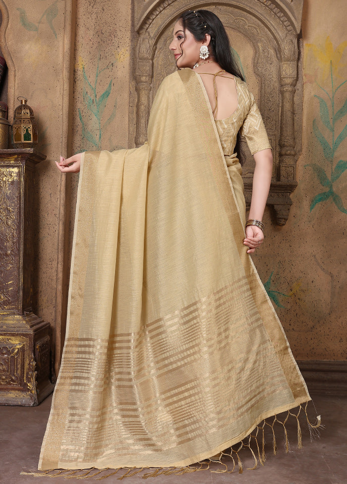 Beige Silk Saree With Blouse Piece