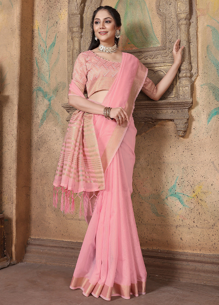 PInk Silk Saree With Blouse Piece