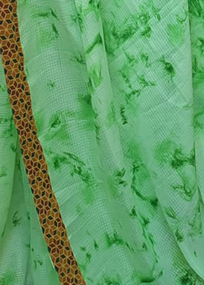 Green Kota Silk Khats Pattern Saree With Blouse - Indian Silk House Agencies