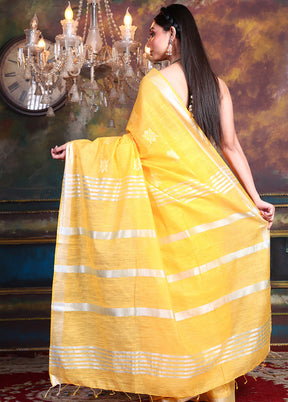 Yellow Spun Silk Saree With Blouse Piece - Indian Silk House Agencies