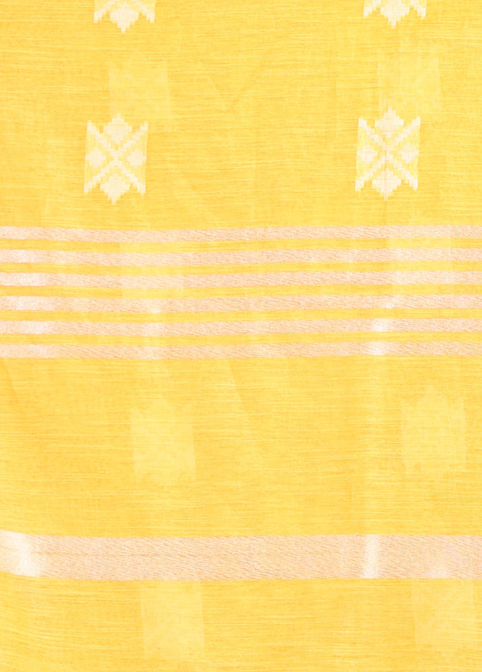 Yellow Spun Silk Saree With Blouse Piece - Indian Silk House Agencies