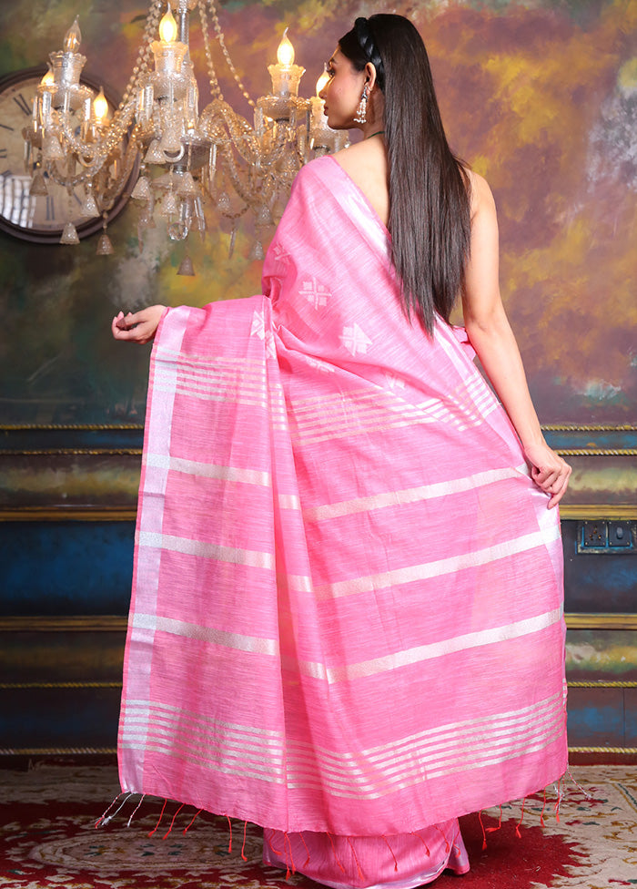 Pink Spun Silk Saree With Blouse Piece - Indian Silk House Agencies