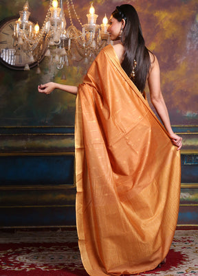 Rust Spun Silk Saree With Blouse Piece - Indian Silk House Agencies