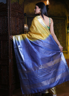 Light Yellow Spun Silk Saree With Blouse Piece - Indian Silk House Agencies