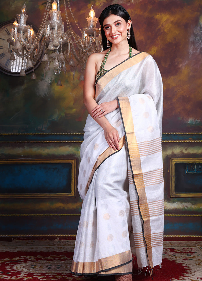 Grey Linen Silk Saree With Blouse Piece - Indian Silk House Agencies