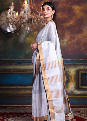 Grey Linen Silk Saree With Blouse Piece - Indian Silk House Agencies