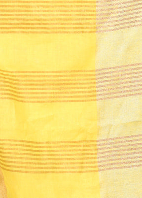 Yellow Linen Silk Saree With Blouse Piece - Indian Silk House Agencies